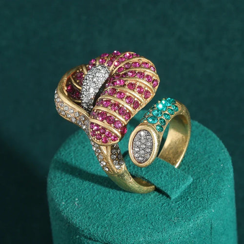 Artistic Floral Crystal Ring