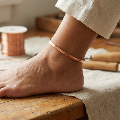 Vera's Sand-Colored Copper Anklet